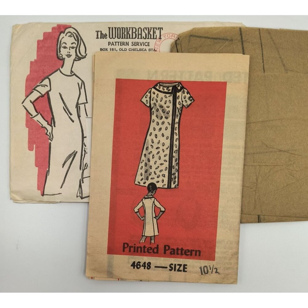 Vintage 1960s Workbasket Uncut Sewing Pattern 4648 For Womens Dress Size 10 1/2